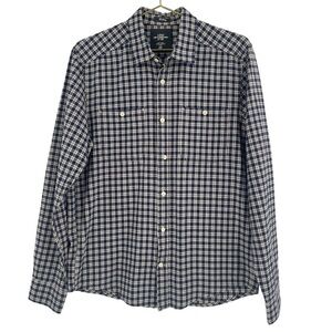H&M LOGG L.O.G.G Men's Navy and White Plaid Button Down Shirt small